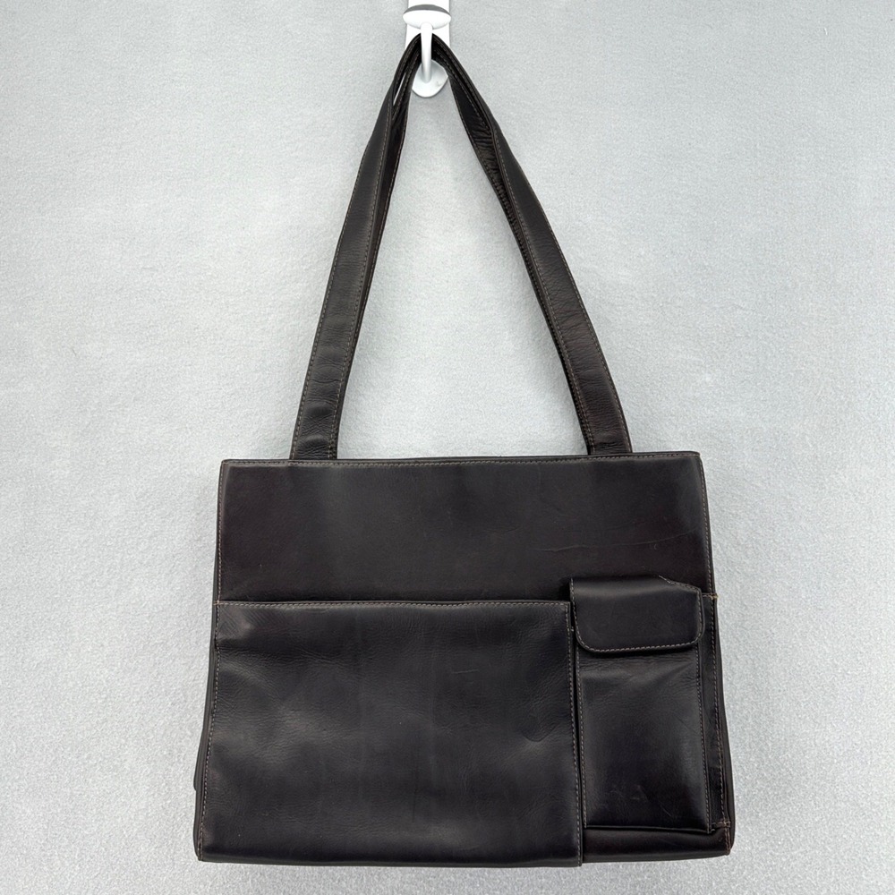 Wilsons Leather Y2K Dark Brown Shoulder Bag Tote Purse Pocket Utility Organizer